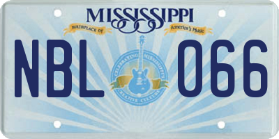 MS license plate NBL066