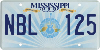 MS license plate NBL125