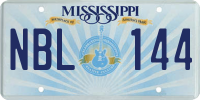 MS license plate NBL144