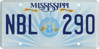 MS license plate NBL290