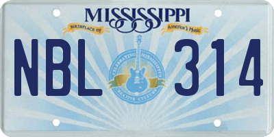MS license plate NBL314