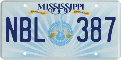 MS license plate NBL387