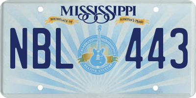 MS license plate NBL443