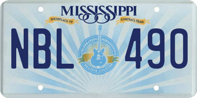 MS license plate NBL490