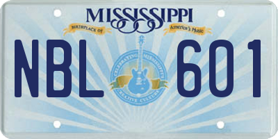 MS license plate NBL601