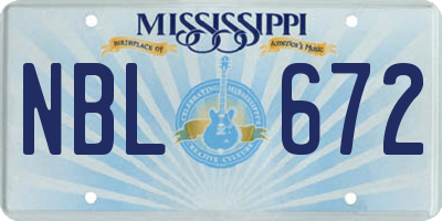 MS license plate NBL672