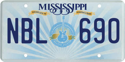 MS license plate NBL690