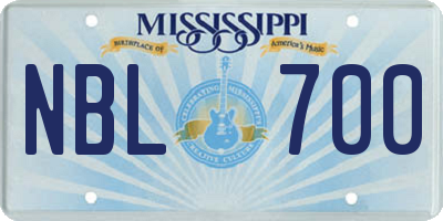 MS license plate NBL700