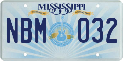 MS license plate NBM032