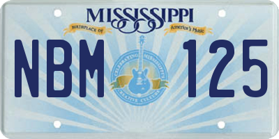 MS license plate NBM125