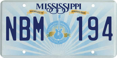 MS license plate NBM194