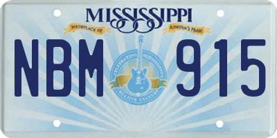 MS license plate NBM915