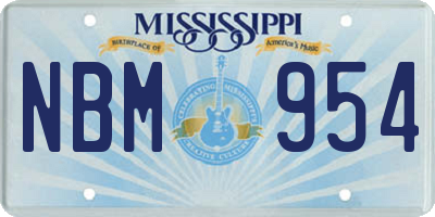 MS license plate NBM954