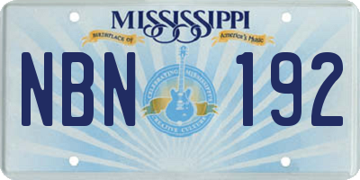 MS license plate NBN192