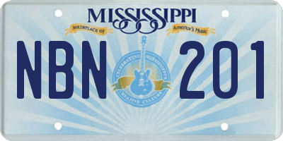 MS license plate NBN201
