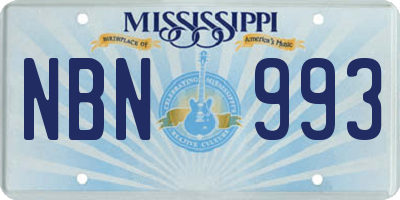 MS license plate NBN993