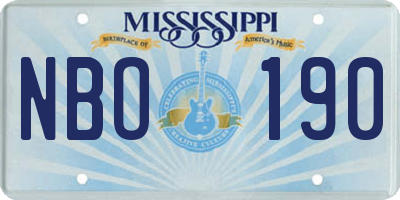 MS license plate NBO190
