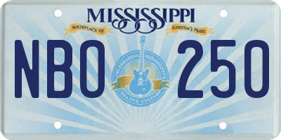 MS license plate NBO250