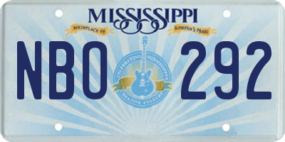 MS license plate NBO292