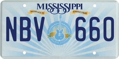 MS license plate NBV660