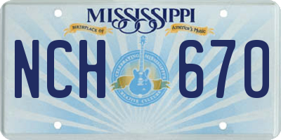 MS license plate NCH670