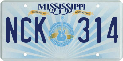 MS license plate NCK314
