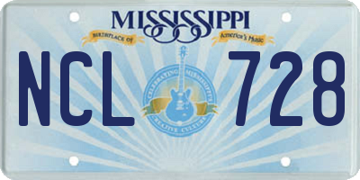 MS license plate NCL728