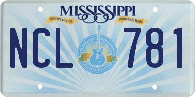 MS license plate NCL781