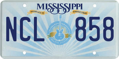 MS license plate NCL858
