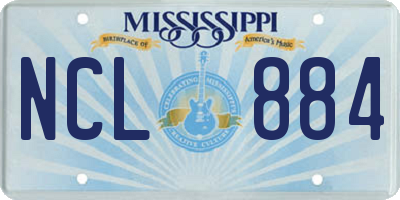 MS license plate NCL884