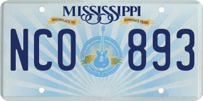 MS license plate NCO893
