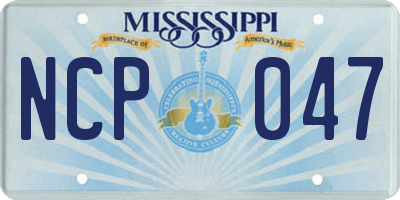 MS license plate NCP047