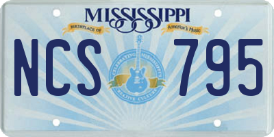 MS license plate NCS795