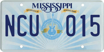 MS license plate NCU015