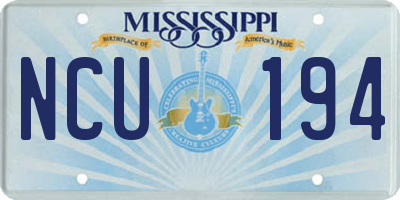 MS license plate NCU194