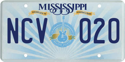 MS license plate NCV020