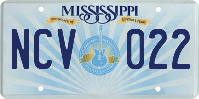 MS license plate NCV022