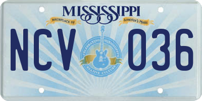 MS license plate NCV036