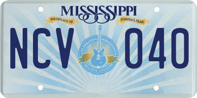 MS license plate NCV040