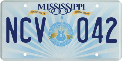 MS license plate NCV042