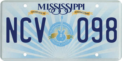 MS license plate NCV098