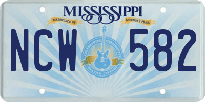 MS license plate NCW582
