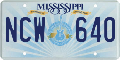 MS license plate NCW640