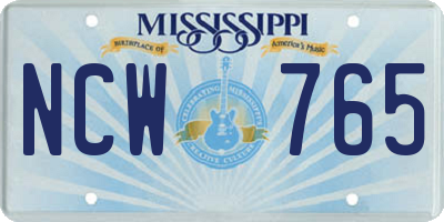 MS license plate NCW765