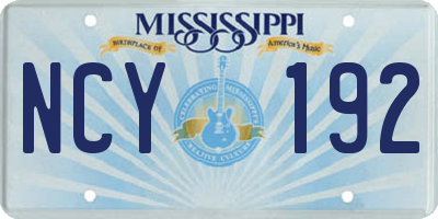 MS license plate NCY192
