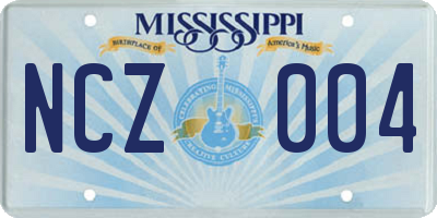 MS license plate NCZ004