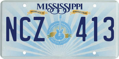 MS license plate NCZ413