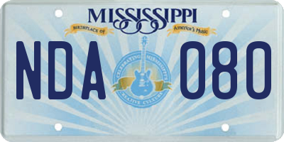 MS license plate NDA080