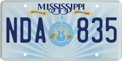 MS license plate NDA835