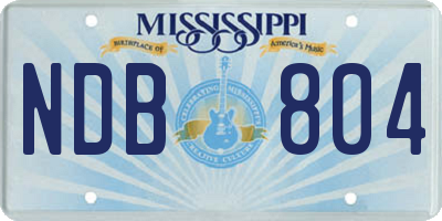 MS license plate NDB804